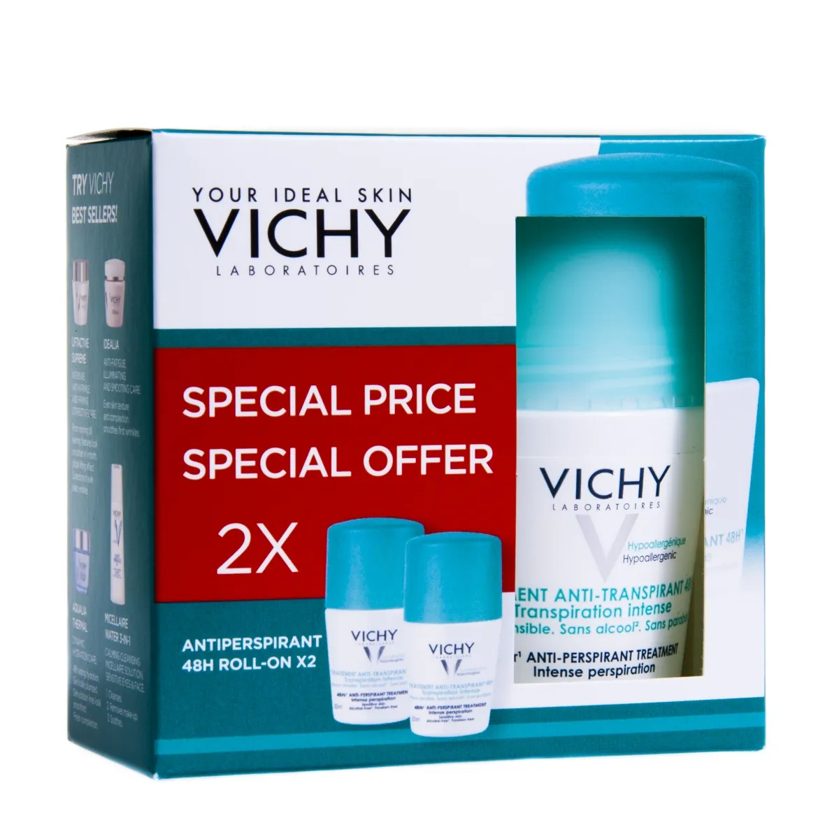 VICHY ANTIPERSPIRANT ROLL-ON 48H INTENSE 2X50ML - Tootepilt