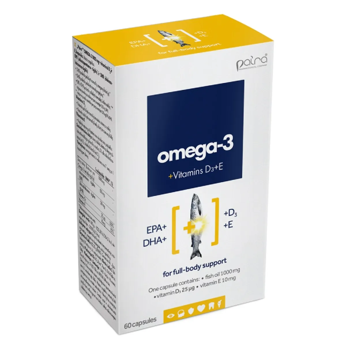 OMEGA-3 1000MG+ D3 25MCG + VIT E 10MG CAPS N60 (PAIRA) - Tootepilt