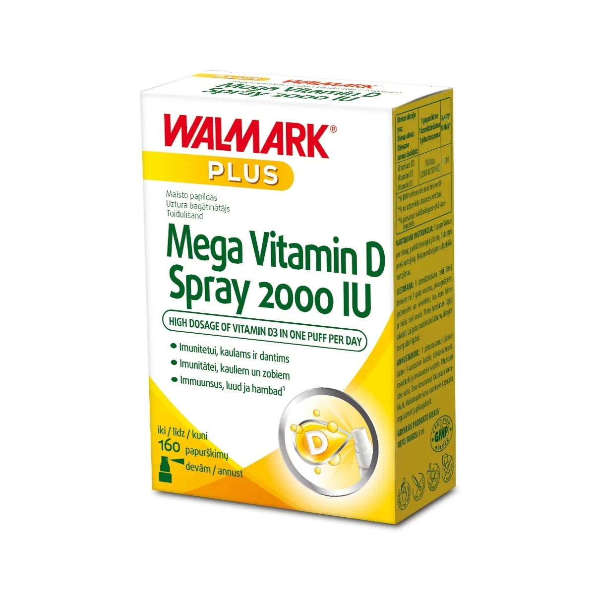 WALMARK MEGA VITAMIN D SPRAY 2000IU 8ML - Tootepilt