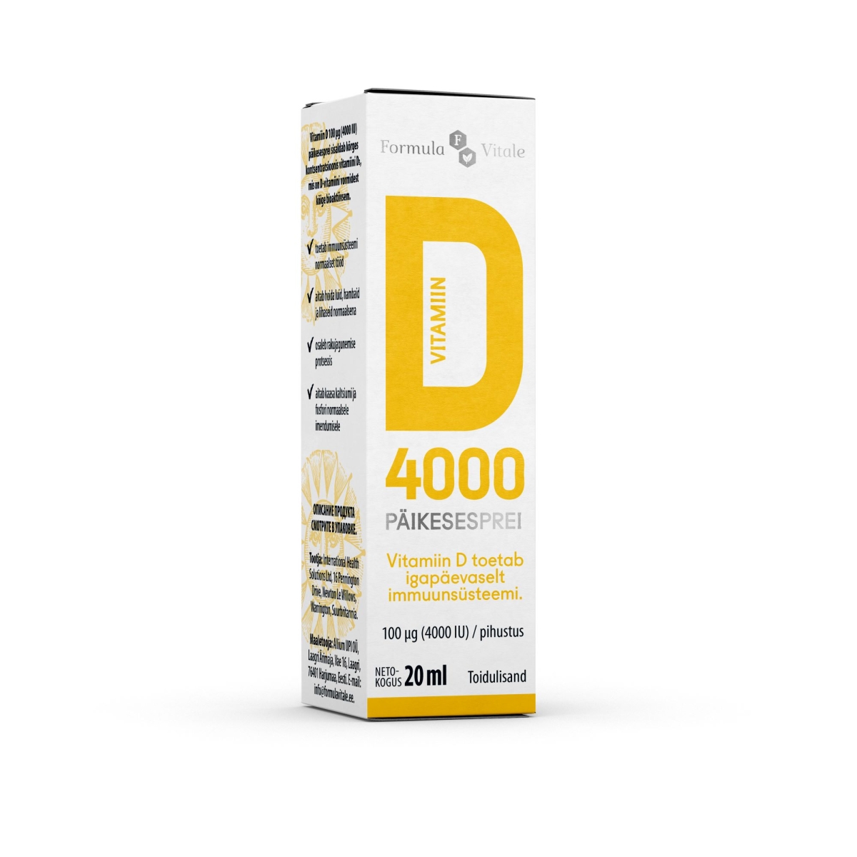 FORMULA VITALE D-VIT PÄIKESESPREI 4000IU 20ML