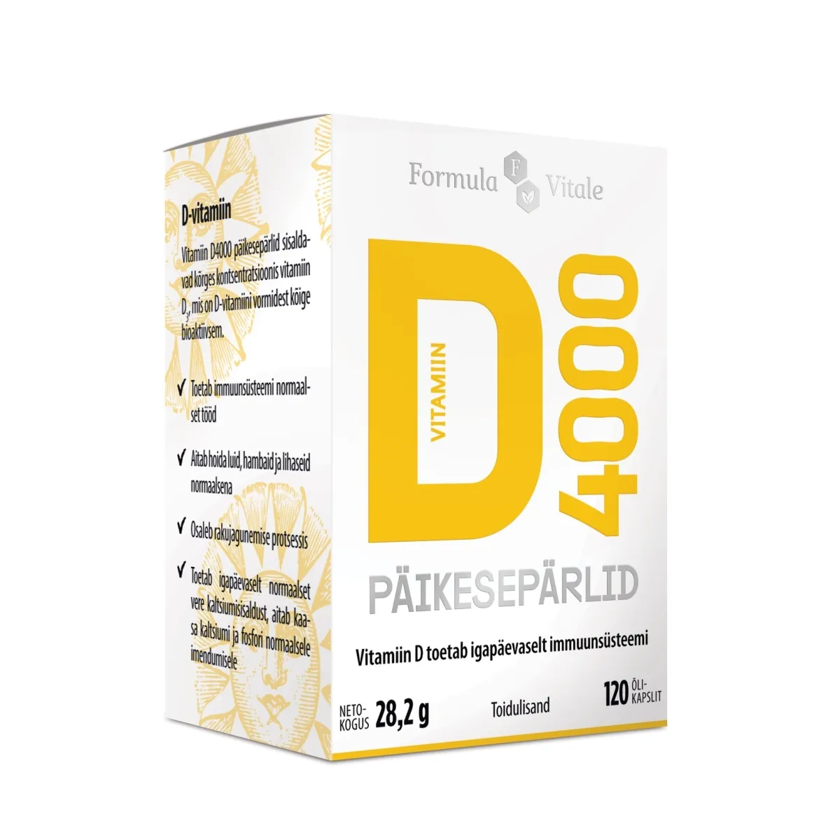 FORMULA VITALE D-VIT PÄIKESEPÄRLID 4000IU N120