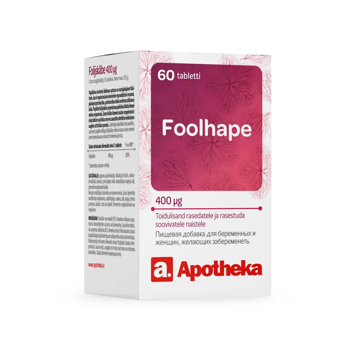 A. FOOLHAPE TBL 400MCG N60 - Tootepilt