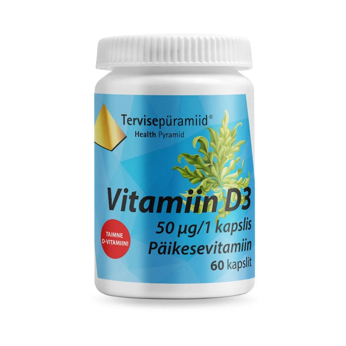 TERVISEPÜRAMIID VIT D3 KAPSLID TAIMNE 50MCG N60 - Tootepilt