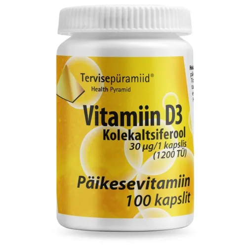 TERVISEPÜRAMIID VITAMIIN D3 KAPSLID 30MCG N100